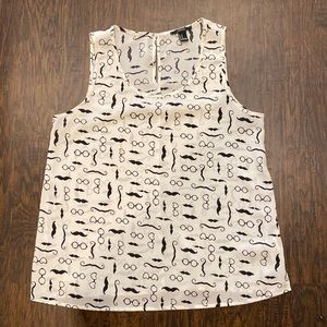 Forever 21 - mustaches & glasses sleeveless top - size medium